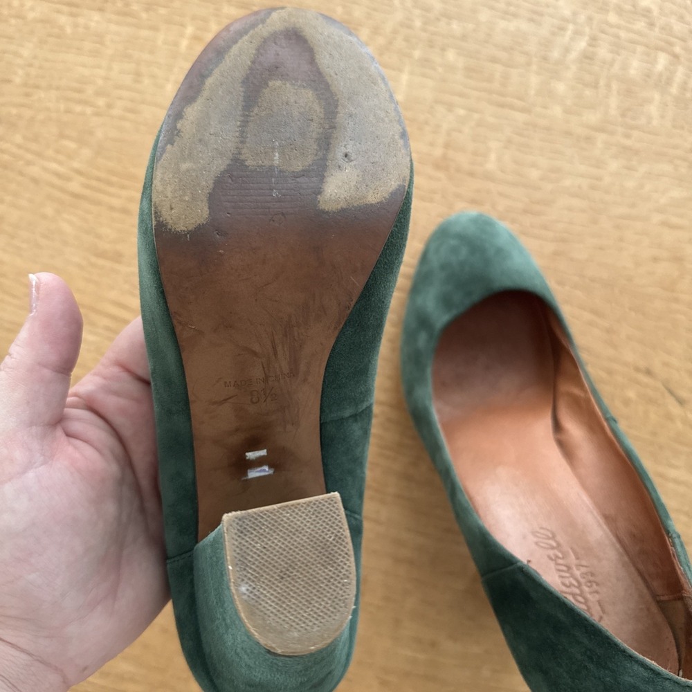 Madewell Green Suede Round Toe The Frankie Pump Size 8.5 - Picture 7 of 9
